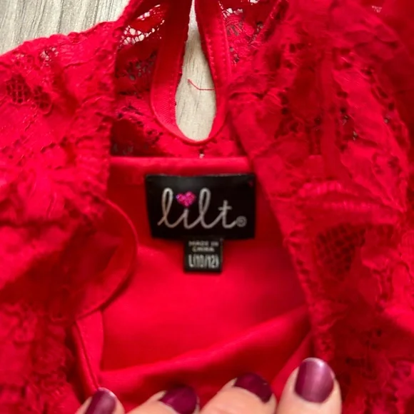 Lilt Girls Holiday Lace Dress Christmas Special Event in Red Size 10/12 - Picture 7 of 7